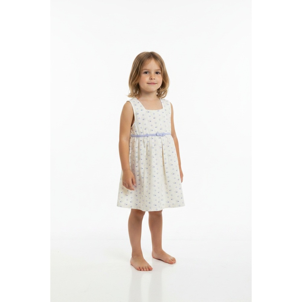 Vintage Style Girls 4T Floral Ditsy Cotton Jumper Dress‎ Cream Purple Sleeveless